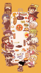  6+boys 6+girls :3 ahoge akamatsu_kaede amami_rantaro android animal_ear_headwear animal_ears antenna_hair arm_on_table armband arms_behind_head baguette beanie bell bib black_eyes black_footwear black_gloves black_hair black_hat black_jacket black_mask black_pants black_sailor_collar black_scarf black_skirt black_sleeves blazer blonde_hair blue_eyes blue_hair blue_pants blue_shirt blue_sleeves blunt_bangs blunt_ends blush_stickers bow bowtie bread brown-framed_eyewear brown_eyes brown_hair butter buttons cat_ears chabashira_tenko checkered_clothes checkered_scarf chibi choker clenched_hand clenched_teeth closed_eyes closed_mouth coat coat_partially_removed collared_shirt covered_mouth danganronpa_(series) danganronpa_v3:_killing_harmony dark-skinned_female dark_skin drooling ear_piercing eating expressionless eyelashes fake_animal_ears fingerless_gloves floral_print food food_request fork fortissimo full_body gakuran glass glasses gloves goggles goggles_on_head green_bow green_eyes green_hair green_hat green_jacket green_pants green_sleeves grey_jacket grey_sleeves grey_socks hair_between_eyes hair_bow hair_ornament hair_scrunchie hand_on_own_cheek hand_on_own_face hand_on_own_hip hardboiled_egg harukawa_maki hat highres holding holding_fork hoshi_ryoma interlocked_fingers iruma_miu jacket jewelry juice k1-b0 kneehighs layered_sleeves leather leather_jacket long_hair long_sleeves low_twintails mask medium_skirt messy_hair midriff miniskirt momota_kaito mouth_mask multiple_boys multiple_girls multiple_hair_bows musical_note musical_note_hair_ornament neck_bell necktie noodles oma_kokichi on_chair open_mouth orange_background orange_bow orange_bowtie orange_necktie outstretched_arms own_hands_clasped own_hands_together pants peaked_cap pendant piercing pink_choker pink_hair pink_shirt pink_skirt pink_sleeves pink_vest pinstripe_pants pinstripe_pattern pinstripe_shirt pizza pocket pointing pointing_forward praying purple_coat purple_eyes purple_skirt ramen red_armband red_eyes red_hair red_scarf red_shirt red_sleeves round_eyewear saihara_shuichi sailor_collar sailor_shirt salad scarf school_uniform scrunchie shinguji_korekiyo shirogane_tsumugi shirt shoes short_hair simple_background sitting skirt skirt_set sleeves_past_elbows smile socks space_print spiked_hair starry_sky_print straight_hair striped_clothes striped_pants striped_shirt sugi_haeru sushi table teeth tempura twintails two-sided_coat two-sided_fabric two-tone_scarf upper_teeth_only v-neck v-shaped_eyebrows v-shaped_eyes vertical-striped_sleeves very_long_hair vest white_bow white_bowtie white_hair white_jacket white_sailor_collar white_scarf white_shirt white_sleeves wide_sleeves witch_hat x yellow_eyes yellow_raincoat yellow_sleeves yonaga_angie yumeno_himiko zipper zipper_pull_tab 