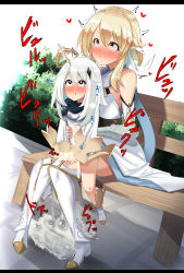  2girls ? absurdres bare_shoulders bench blonde_hair blush bush clothed_sex cum cum_in_pussy cum_pool dress fairy flower futa_with_female futanari genshin_impact gloves hair_between_eyes hair_flower hair_ornament heart highres lumine_(genshin_impact) multiple_girls paimon_(genshin_impact) park_bench penis reverse_upright_straddle rolling_eyes sex sex_from_behind shiratori_serano sitting sitting_on_lap sitting_on_person size_difference stealth_sex sweat white_dress x-ray yellow_eyes  rating:Explicit score:550 user:danbooru