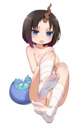 10s 1girl absurdres bar_censor black_hair blue_eyes blush breasts censored collarbone dragon_girl dragon_horns dragon_tail elma_(maidragon) feet female_focus highres horns kobayashi-san_chi_no_maidragon looking_at_viewer no_shoes nude open_mouth pussy shiny_skin simple_background single_horn sitting socks soles solo tail teeth white_background white_socks ze_(wzfnn001) rating:Explicit score:56 user:Domestic_Importer