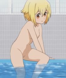  1girl blonde_hair breasts brown_eyes cleft_of_venus female_focus hitoribocchi_no_marumaru_seikatsu navel nipples nude nude_filter pool pussy short_hair small_breasts sunao_nako thighs third-party_edit uncensored water  rating:Explicit score:54 user:Tototodile