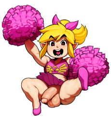 1boy arms_up ass bare_legs bare_shoulders black_eyes bow cheering cheerleader cheerleader_link crop_top crossdressing elf eyebrows foreskin full_body hair_bow happy heart heart-shaped_pupils highres holding holding_pom_poms huge_ass large_penis large_testicles link looking_at_viewer male_focus modeseven nintendo no_panties official_alternate_costume open_mouth penis phimosis pink_bow pink_footwear pink_skirt pointy_ears pom_pom_(cheerleading) pom_poms ponytail revealing_clothes ribbon shota sidelocks skirt smile solo stomach symbol-shaped_pupils teeth testicles the_legend_of_zelda the_legend_of_zelda:_tri_force_heroes thick_thighs thighs toon_link trap triforce uncensored upskirt v-neck veins veiny_penis white_background rating:Explicit score:144 user:ImWastingMyLife