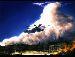 6+boys aircraft cloud commentary cumulonimbus_cloud helicopter highres landscape letterboxed male_focus military multiple_boys onibi_(foxhound4185) original power_lines scenery sky transmission_tower rating:Sensitive score:10 user:danbooru