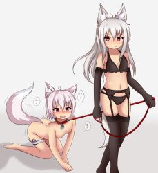  2girls animal_ears bdsm blush breasts cat_ears cleavage clothed_female_nude_female collar crawling femdom garter_belt gloves highres hotel01 kneeling leash loli long_hair looking_back multiple_girls nipples nude open_mouth pet_play pink_hair purple_eyes red_eyes sex_toy short_hair silver_hair smile tail thighhighs vibrator walking white_background yuri  rating:Explicit score:113 user:TornAsunder
