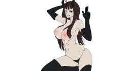  blue_eyes breasts gloves highres horns huge_breasts long_hair nico_robin nipples one_piece underwear  rating:Explicit score:15 user:tinod