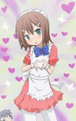  baka_to_test_to_shoukanjuu brown_hair green_eyes heart highres kinoshita_hideyoshi maid trap  rating:Sensitive score:8 user:KyoriFire