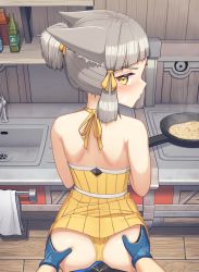1boy 1girl alten alternate_hairstyle animal_ears ass ass_grab blue_gloves blush bulge buttjob buttjob_over_clothes cat_ears clothes_lift commentary cooking dress dress_lift erection erection_under_clothes facial_mark from_behind frying_pan gloves grey_hair hair_ribbon highres kitchen looking_at_viewer looking_back nia_(fancy_sundress)_(xenoblade) nia_(xenoblade) official_alternate_costume panties ponytail pov rex_(xenoblade) ribbon short_hair short_ponytail sink solo_focus stove underwear xenoblade_chronicles_(series) xenoblade_chronicles_2 yellow_eyes yellow_panties rating:Questionable score:197 user:danbooru
