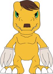  agumon digimon digimon_(creature) digimon_world:_digital_card_arena gloves looking_at_viewer reptile solo transparent_background what why 