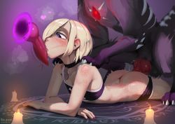  1girl 1other :&gt;= animal_penis ass bad_id bad_pixiv_id bestiality bikupan blonde_hair body_freckles breasts butt_crack camisole candle choker cleavage clothed_sex commentary commission demon disembodied_penis dog dog_penis english_commentary freckles hair_over_one_eye hetero kissing_penis knotted_penis loli lying magic magic_circle multiple_penises nail_polish on_stomach original penis pentagram portal_(object) precum prone_bone purple_choker purple_eyes purple_nails pussy_juice sex sex_from_behind short_hair short_shorts shorts small_breasts solo_focus uncensored  rating:Explicit score:706 user:danbooru