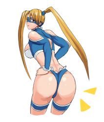  1990s_(style) 1girl ass back blonde_hair blue_eyes breasts capcom leotard long_hair looking_at_viewer mask rainbow_mika sideboob solo street_fighter street_fighter_zero_(series) twintails very_long_hair wrestling_outfit  rating:Questionable score:39 user:obscuro
