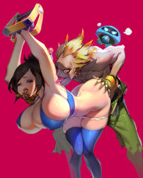 1boy 1girl absurdres licking_armpit arms_up ass ass_grab bent_over bikini bikini_top_only breasts bursting_breasts clothed_sex curvy deep_skin dimples_of_venus hair_bun han-0v0 heart heart-shaped_pupils hetero highres huge_breasts junkrat_(overwatch) licking mei_(overwatch) overwatch overwatch_1 panties panty_pull rape sex sex_from_behind single_hair_bun snowball_(overwatch) standing standing_sex swimsuit symbol-shaped_pupils thighhighs tongue tongue_out underwear vaginal rating:Explicit score:127 user:danbooru
