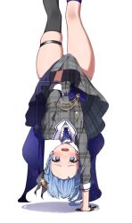  1girl @_@ animated ass asymmetrical_legwear black_gloves blue_eyes blue_hair crown eru_(l_illust45) gloves gluteal_fold handstand hololive hoshimachi_suisei hoshimachi_suisei_(1st_costume) lycoris_challenge_(meme) mini_crown one_arm_handstand panties panty_peek partially_fingerless_gloves solo tagme thigh_strap underwear upside-down video virtual_youtuber wan20220611 wavy_mouth 
