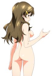  1girl ass blush breasts brown_hair female_focus hair_ornament hairclip long_hair nipples nude nude_filter shinomiya_himawari solo thighs third-party_edit transparent_background vividred_operation yellow_eyes  rating:Questionable score:52 user:sytalidis