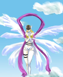 angel angel_girl angewomon digimon digimon_(creature) head_wings long_hair mask wings