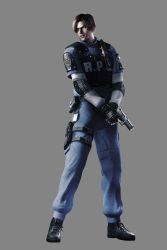 1boy absurdres capcom curtained_hair gun highres leon_s._kennedy male_focus official_art resident_evil resident_evil:_operation_raccoon_city shoes solo weapon rating:Sensitive score:2 user:spiderfan