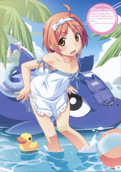 10s 1girl :d absurdres ahoge ball bandaid bandaid_on_knee bandaid_on_leg bare_shoulders beachball bird blue_one-piece_swimsuit blue_sky blush bow brown_hair cloud contrail day dolphin downblouse dress duck fang flat_chest hair_bow hairband highres inflatable_toy innertube kusakari_natane lace lace-trimmed_dress lace_trim leaf leaning_forward loli looking_at_viewer name_tag nipple_slip nipples no_bra nude one-piece_swimsuit open_mouth orange_hair outdoors page_number panties panty_pull parted_bangs public_indecency ribbon rubber_duck sandals scan school_swimsuit shark shoes short_hair sky smile solo splashing standing strap_gap strap_slip swim_ring swimsuit translation_request tropical_kiss underwear undressing unworn_sandals unworn_swimsuit wading watanabe_akio water white_dress white_panties yellow_eyes rating:Explicit score:64 user:danbooru