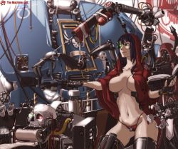  1boy 1girl adeptus_mechanicus animification black_thighhighs blue_hair blurry book breasts breasts_apart cable chastity_belt circle_a cloak cowboy_shot cyborg depth_of_field dreadnought_(warhammer_40k) fingerless_gloves g-string gloves glowing glowing_eyes holding hood large_breasts light_smile lock long_hair mask mecha navel no_bra open_clothes open_shirt outstretched_arm outstretched_hand padlock panties red_eyes red_panties robot scroll shirt skull skull_probe smile space_marine standing stomach tech_priest thick_thighs thighhighs thighs thong ultramarines underwear warhammer_40k wide_hips wide_sleeves  rating:Questionable score:111 user:danbooru