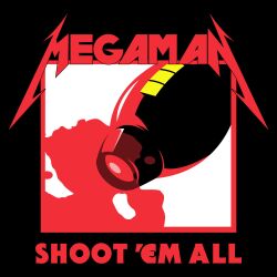  absurdres album_cover arm_cannon commentary cover efextex english_commentary english_text highres kill_&#039;em_all mega_man_(character) mega_man_(classic) mega_man_(series) metallica parody weapon 