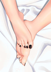 1girl barefoot black_nails close-up feet feet_only foot_focus highres nail_polish original soles toenail_polish toenails toes wcks0774 white_background rating:Sensitive score:133 user:danbooru