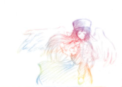 00s amamiya_yuuko bad_id bad_pixiv_id closed_eyes ef_(visual_novel) hat hiroe long_hair solo wings
