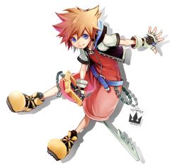  1boy bad_id bad_pixiv_id blue_eyes brown_hair child fingerless_gloves gloves hood hoodie jewelry keyblade charm_(object) kingdom_hearts kingdom_hearts_i large_shoes male_focus mori-003 necklace shoes solo sora_(kingdom_hearts) spiked_hair  rating:Sensitive score:11 user:danbooru