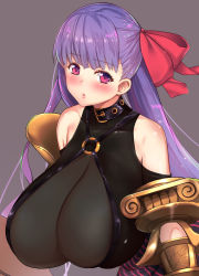 10s 1girl bare_shoulders blush breasts detached_sleeves fate/extra fate/extra_ccc fate_(series) hair_ribbon highres huge_breasts leaning_forward lips long_hair looking_at_viewer passionlip_(fate) purple_eyes purple_hair red_eyes ribbon solo untue upper_body very_long_hair rating:Sensitive score:27 user:danbooru