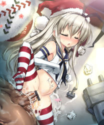 10s 1girl anchor blonde_hair blush bottomless censored chestnut_mouth christmas closed_eyes cum cum_in_pussy elbow_gloves feet flat_chest gloves hair_ornament hair_ribbon hairband hat hetero kantai_collection loli long_hair lying navel on_side open_mouth panties peeing penis personification pussy rensouhou-chan ribbon sailor_collar santa_hat sex shigeryun shimakaze_(kancolle) size_difference solo_focus spread_legs stomach_bulge striped_clothes striped_thighhighs sweat thighhighs underwear vaginal white_gloves rating:Explicit score:158 user:alkatrazjr