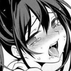  ahegao blush greyscale lowres makuro monochrome sweat tears tongue tongue_out  rating:Questionable score:17 user:drektar