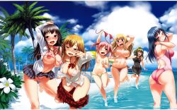 6+girls :d ;d ^_^ adjusting_hair arm_up armpits ass assisted_exposure barefoot beach beach_chair bikini bikini_bottom_only unworn_bikini_top bikini_under_clothes black_hair blonde_hair blue_eyes blue_hair blush bosshi breasts cameltoe chair chasing cleft_of_venus closed_eyes clothes_pull clothes_theft cloud collarbone competition_swimsuit covered_erect_nipples covered_navel day dress_shirt embarrassed fang feet flower full-face_blush green_eyes green_hair highres hip_focus large_breasts legs long_hair long_image looking_at_viewer looking_back lounge_chair lowleg lowleg_bikini micro_bikini multiple_girls naughty_face navel nipples one-piece_swimsuit one_eye_closed open_clothes open_mouth open_shirt outdoors palm_tree pink_bikini pink_hair plaid plaid_skirt pleated_skirt ponytail radical_gogo_baby red_bikini running scan school_uniform see-through shirt short_twintails skirt skirt_pull sky small_breasts smile string_bikini swimsuit swimsuit_under_clothes theft thigh_gap thighs tomoko_mizuki topless tree twintails two_side_up unitard v wading wardrobe_malfunction water wet wet_clothes wet_shirt wide_image wink rating:Questionable score:172 user:danbooru