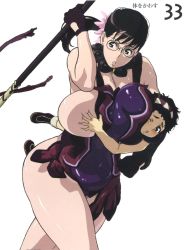 00s 1boy 1girl age_difference bare_shoulders black_hair blue_eyes blush breast_slip breasts carrying cattleya_(queen&#039;s_blade) cattleya_(queen's_blade) curvy dress gigantic_breasts glasses gloves grabbing grabbing_another&#039;s_breast hetero highres kaneko_hiraku mature_female mother_and_son no_nipples official_art plump ponytail protecting queen&#039;s_blade rana_(queen&#039;s_blade) shota simple_background size_difference trap weapon_merchant_cattleya white_background rating:Questionable score:51 user:danbooru