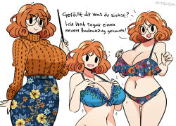  bikini breasts german_text glasses large_breasts mathilde_(murgoten) murgoten swimsuit underwear 