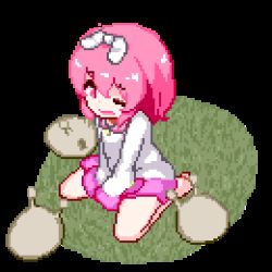  1girl animated animated_gif barefoot bestiality bottomless breast_sucking cunnilingus feet female_ejaculation female_orgasm hair_ribbon hinainf loli lowres lying missionary on_back oral orgasm original pink_eyes pink_hair pixel_art ribbon short_hair slug soles solo tearing_clothes toes torn_clothes usagi_and_the_dream_island  rating:Explicit score:501 user:Domestic_Importer