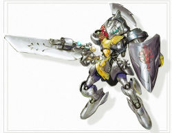  armor mecha robot shield sword ukatsu_juuzou weapon  rating:Sensitive score:5 user:linebrell
