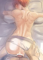 10s 2boys akabane_karma anal ansatsu_kyoushitsu ass bed briefs censored looking_at_viewer male_focus male_penetrated male_underwear multiple_boys penis pillow pov red_hair rinoko sex smile underwear white_briefs white_male_underwear yaoi rating:Explicit score:48 user:harucho