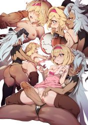 1futa 1girl absurdres against_wall ass blonde_hair blush boots breasts brown_footwear clothing_aside commentary cross-section cum cum_on_hair dark-skinned_female dark_skin djeeta_(granblue_fantasy) dragon_horns dress drooling ejaculation english_commentary erection face_grab fangs fediel_(granblue_fantasy) finger_in_another&#039;s_mouth fish_hook futa_with_female futanari grabbing grabbing_another&#039;s_breast grabbing_from_behind granblue_fantasy grey_hair groping hairband hand_on_another&#039;s_thigh highres horns imminent_penetration internal_cumshot large_penis long_hair nipples open_mouth panties panties_aside parted_lips penguru_086 penis penis_awe pink_dress pink_hairband projectile_cum pussy ribbon sex sex_from_behind simple_background spread_legs sweat thigh_boots thigh_grab thighhighs tongue tongue_out torn_clothes torn_panties uncensored underwear white_background rating:Explicit score:401 user:danbooru