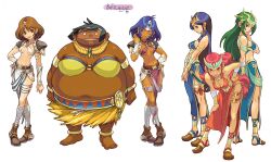  1990s_(style) 5girls acronym anklet aqua_eyes armlet armor bandages barefoot belt bent_over black_eyes black_hair blue_eyes blue_hair boots breasts breath_of_fire breath_of_fire_ii brooch brown_eyes brown_hair choker circlet cleavage constricted_pupils crop_top crossed_legs crown dark-skinned_female dark_skin dress earrings fantasy fat green_hair hand_on_own_hip hat highres jewelry leaning_forward legs long_hair looking_back medium_breasts midriff multiple_girls navel necklace no_bra non-web_source official_art one_eye_closed photoshop_(medium) red_eyes red_hair retro_artstyle sana_(breath_of_fire) see-through seny seso shaman shin_(breath_of_fire) shoes short_hair side_slit sideboob simple_background sitting skirt smile solo_(breath_of_fire) spoo_(breath_of_fire) standing thigh_strap thighs underboob very_long_hair watson_cross white_background yoshikawa_tatsuya  rating:General score:7 user:danbooru