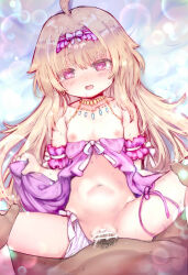 1boy 1girl ahoge ajitarou_(setsu) babydoll babydoll_lift bar_censor blue_background blush breasts breasts_out censored commentary_request groin hairband heart heart-shaped_pupils hetero highres jewelry leg_grab leg_ribbon lifting_own_clothes little_witch_nobeta loli lolita_hairband long_hair looking_at_viewer male_pubic_hair missionary mosaic_censoring navel necklace nipples nobeta paid_reward_available panties parted_lips pink_babydoll pink_eyes pov pov_crotch pov_hands pubic_hair pussy pussy_juice ribbon sex side-tie_panties small_breasts solo_focus spread_legs stomach_bulge symbol-shaped_pupils tearing_up thigh_ribbon thighs underwear underwear_only untied_panties vaginal variant_set white_panties rating:Explicit score:79 user:danbooru
