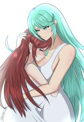  2girls crying dress earrings glimmer_(xenoblade) green_eyes green_hair highres jewelry mother_and_daughter multiple_girls nintendo pneuma_(xenoblade) red_hair reunited tears white_dress xennie xenoblade_chronicles_(series) xenoblade_chronicles_2 xenoblade_chronicles_3 xenoblade_chronicles_3:_future_redeemed  rating:General score:6 user:TheWarren1995