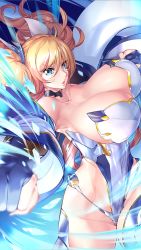  1girl action_taimanin ahoge aoi_nagisa_(metalder) bare_shoulders blonde_hair blue_eyes bouncing_breasts breasts curvy fingerless_gloves gloves highleg highleg_leotard highres huge_breasts ice leotard lilith-soft long_hair looking_at_viewer onizaki_kirara open_mouth punching revealing_clothes shiny_clothes shiny_skin solo taimanin_(series) taimanin_rpgx thong_leotard twintails  rating:Questionable score:63 user:Leopard121_