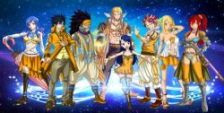 4boys 4girls abs black_hair blonde_hair blue_hair breasts erza_scarlet fairy_tail gajeel_redfox gray_fullbuster juvia_lockser large_breasts laxus_dreyar lucy_heartfilia multiple_boys multiple_girls natsu_dragneel pink_hair red_hair thighhighs wendy_marvell  rating:Questionable score:24 user:couchpotato