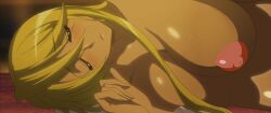  1girl accidental_exposure blonde_hair breasts highres highschool_of_the_dead large_breasts lying marikawa_shizuka nipples nude on_floor on_side sleeping solo stitched third-party_edit uncensored  rating:Questionable score:39 user:unkown1832_11a0