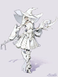  hat minat&#039;s original simple_background staff tagme white_hair witch  rating:Sensitive score:4 user:marline