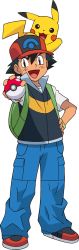  1boy ash_ketchum child creatures_(company) game_freak gen_1_pokemon highres nintendo pikachu poke_ball pokemon pokemon_(anime) pokemon_(creature)  rating:Sensitive score:4 user:Pikachu_Master
