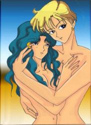  1990s_(style) 2girls bishoujo_senshi_sailor_moon hug kaiou_michiru multiple_girls nude ten&#039;ou_haruka yuri  rating:Explicit score:8 user:demetrio-001000
