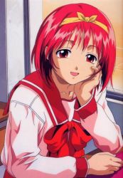 1girl bow kamigishi_akari red_hair school_uniform serafuku solo to_heart to_heart_(series) yellow_bow rating:Sensitive score:6 user:danbooru