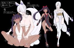 breasts concept_art dark_skin horns kunai large_breasts miyamoto_issa mole mole_on_thigh monster_girl small_breasts tail weapon rating:Questionable score:27 user:cheezeit