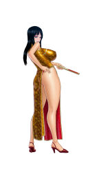  1girl ass black_hair blue_eyes breasts female_focus high_heels highres huge_ass legs long_hair naughty_face nico_robin one_piece solo tagme thick_thighs thighs third-party_edit white_background  rating:Questionable score:29 user:Titaneman