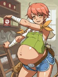  arm_wrap can canned_food denim denim_shorts grocery_store harvest_moon jeans open_fly orange_hair pants pregnant pussy rune_factory rune_factory_oceans sarah_(rune_factory_oceans) shorts tenseiani unzipped yellow_eyes  rating:Explicit score:107 user:falloutghoul