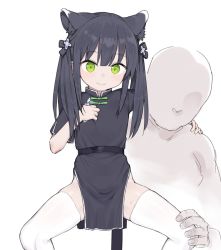  1boy 1girl animal_ear_fluff animal_ears bald black_dress black_hair blue_archive china_dress chinese_clothes clothed_female_nude_male dress faceless faceless_male green_eyes hand_on_another&#039;s_knee hand_on_another&#039;s_shoulder hand_on_own_chest healthyman legs loli long_hair looking_at_viewer nude short_sleeves shun_(blue_archive) shun_(small)_(blue_archive) smile spread_legs squatting thighhighs thighs tiger_ears tiger_girl twintails white_thighhighs  rating:Questionable score:85 user:danbooru