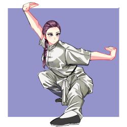  china_dress chinese_clothes dress fighting_stance highres kung_fu martial_arts monk shaolin_monk sketch solo tangzhuang tetsuzankou training 