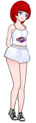  1girl blue_eyes clorox clorox-chan original red_hair short_hair skirt  rating:Sensitive score:2 user:Saataniac